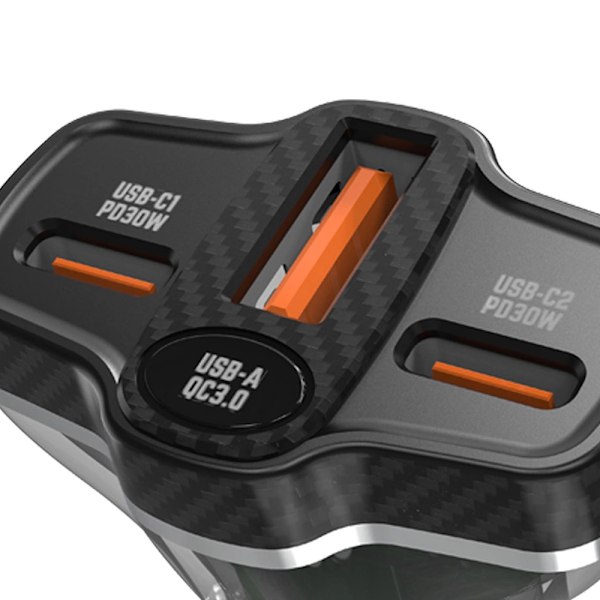 Dudao 78W biloplader med USB-C PD og 2xUSB-A QC