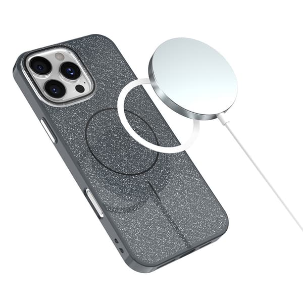 Glitrende cover til iPhone 16 Pro – Sort