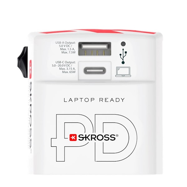 Skross World rejseadapter med 65W USB + USB-C
