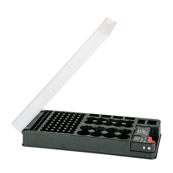 Batterilåda med batteritestare