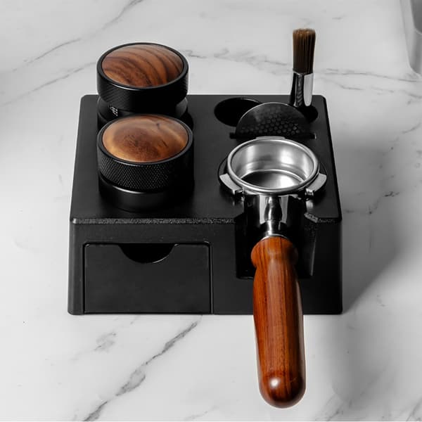 Tamping-asema espressolle 18,4 x 16,2 x 7,5 cm / tamperin pidik