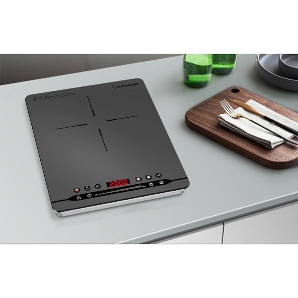 AmzChef induktionsplatta 2000W med 9 effektlägen och smarta fun