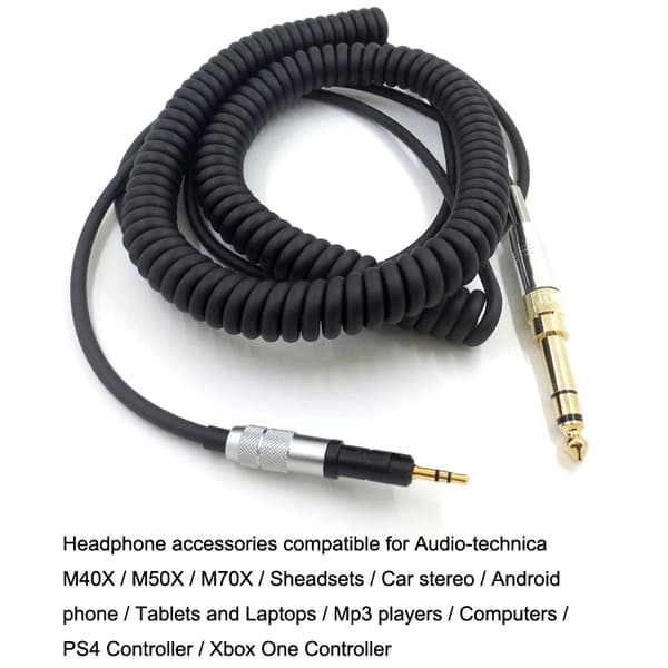 Lydkabel til Audio Technica ATH-M50X / ATH-M40X 6,35+3,5 mm til