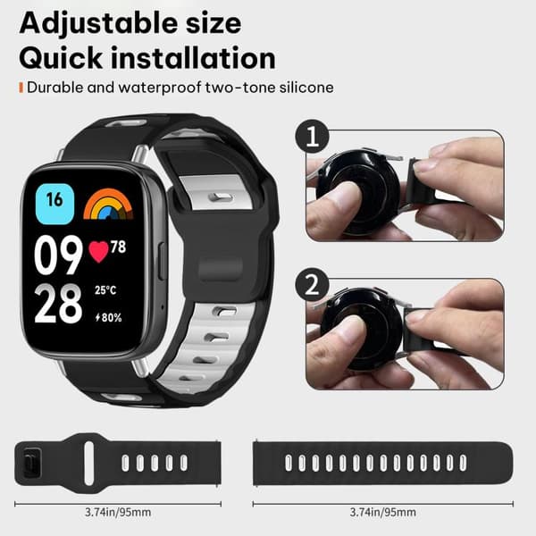 Urrem i silikone til Redmi Watch 3 Active / Watch 3 Lite – Sort