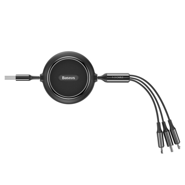 Baseus 3-i-1 USB-kabel Udtrækkeligt 35-120 cm - Sort