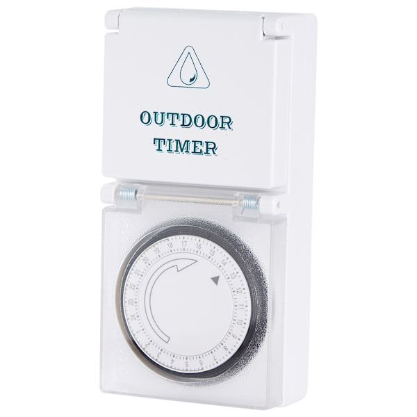 Analog timer för utomhusbruk med väderbeständig konstruktion