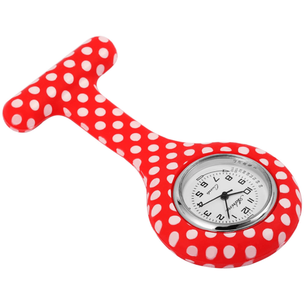 Adrina sairaanhoitajan kello silikonia - Punainen/Valkoiset pil