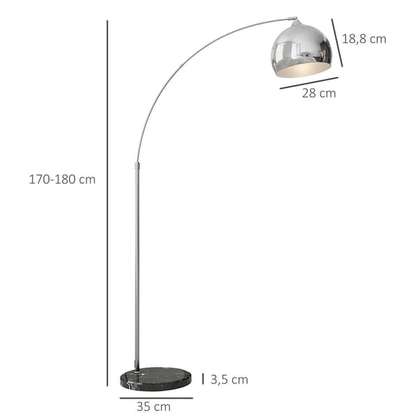 Säädettävä kaarilattiavalaisin 170–180 cm – E27, metallivarjost