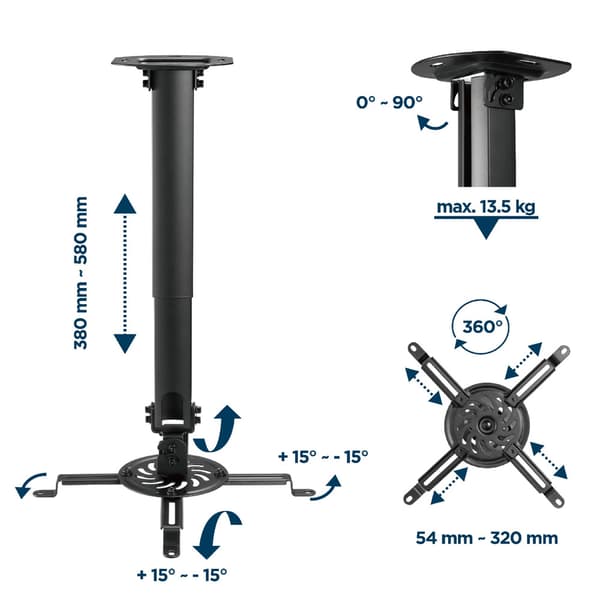 Universellt Justerbart takfäste för projektor