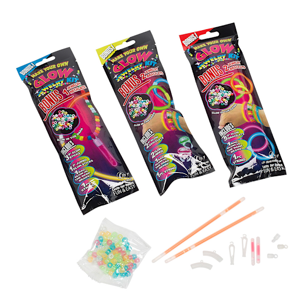 Glow in the Dark-smykkesæt - armbånd, halskæder og ringe, der l