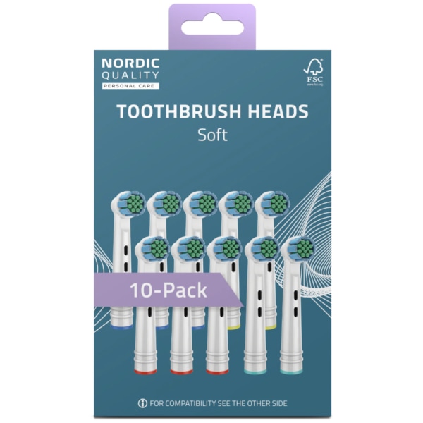 Nordic Quality Tandbørste Soft til Oral-B Power 10-pak