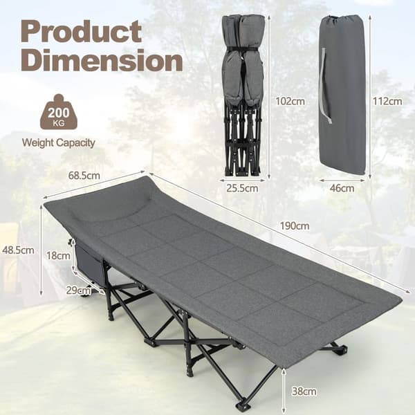Foldbar campingseng med bæretaske – ca. 188 cm
