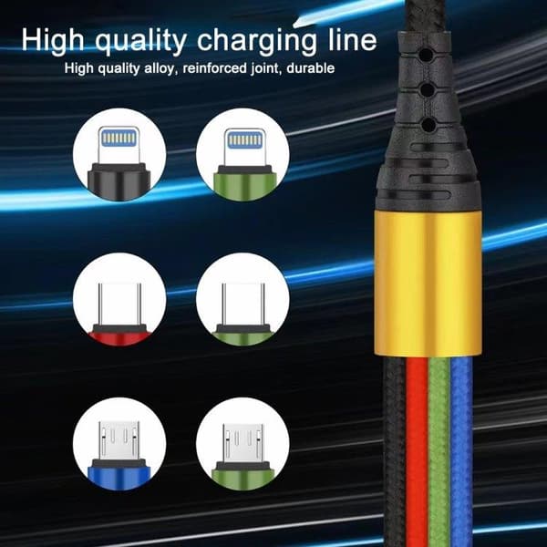 4in1 USB-latauskaapeli Micro-USB, USB-C ja Lightning x2:lla x2