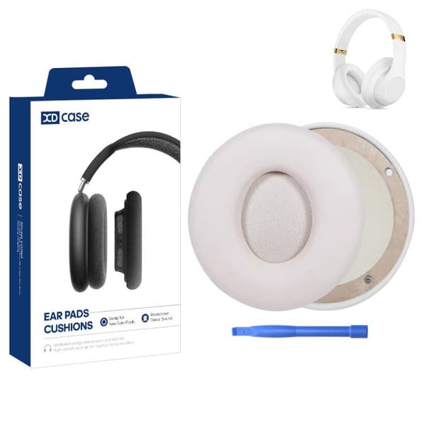 Ørepuder i kunstlæder til Beats Solo Pro Wireless - Hvid