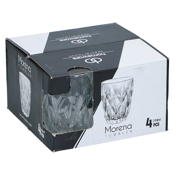 Dricksglas 280 ml 4-pack / strukturerade vattenglas / mjölkglas