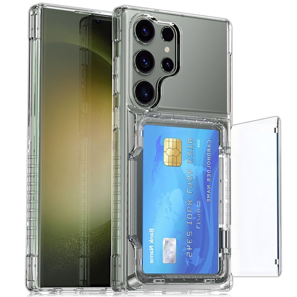 Takakansi korttipaikalla ja jalustalla Samsung S24 Ultra -puhel