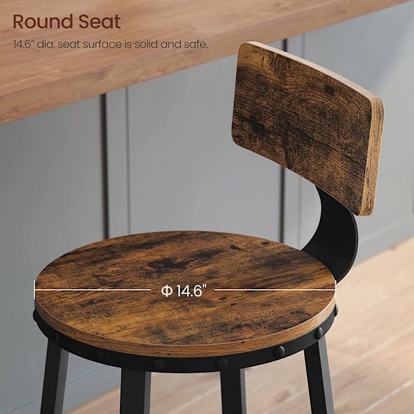 Baarijakkarat selkänojalla 73 cm korkea istuin 2-pack - Rustic