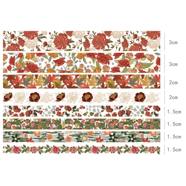 Set med blommig tejp i slitstarkt PET-material med release-papp