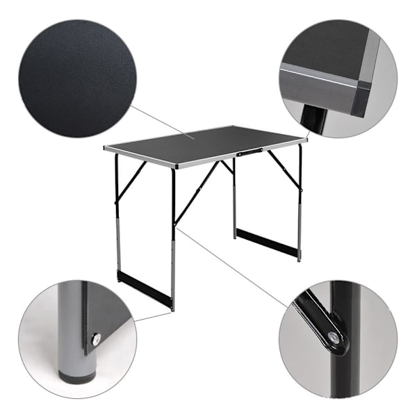 Foldbart aluminiumsbord med justerbar højde