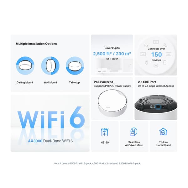 TP-Link Deco X50-PoE WiFi 6 mesh-router AX3000 med PoE