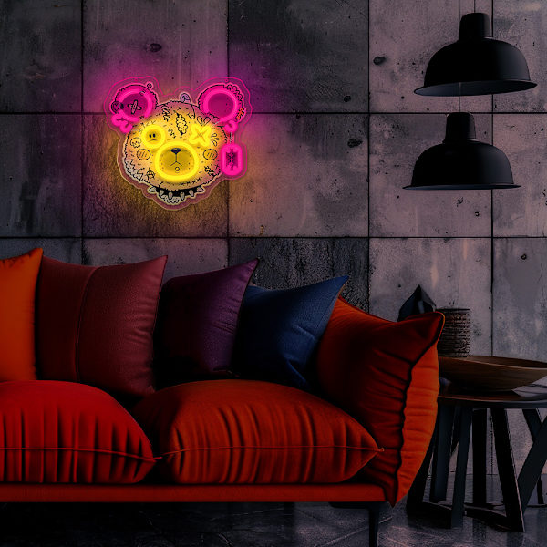 LED neonbelysning med dimmer - Punk Teddy Bear