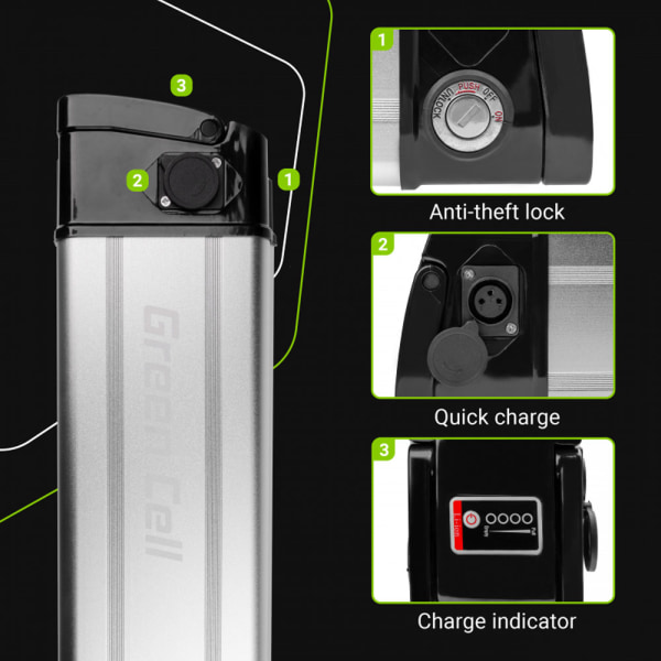Green Cell elcykelbatteri Silverfish 36V 14.5Ah med laddare b881 | Fyndiq