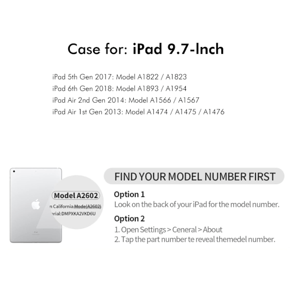 Konstläderfodral med ställ till iPad Air / Air 2 / 9,7 2017 / 2