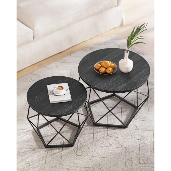 Runda soffbord i metall - Svart industriell design