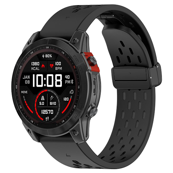Silikonearmbånd til Garmin Fenix 5 / 6 / 7 / 8 26mm - Svart