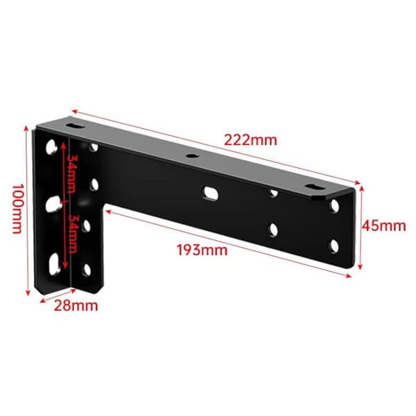 Kraftige beslag til flydende møbler 22,2 cm 2-pak - Sort