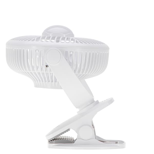 Genopladelig ventilator med klemme - Hvid / Ventilator med klem