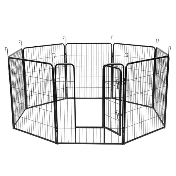 Hvalpegård i metal 8 paneler 80×80 cm / hundegård med låge til