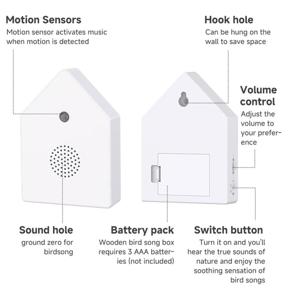 Fågelkvitterbox med rörelsesensor / ljudbox med fågelsång / bat