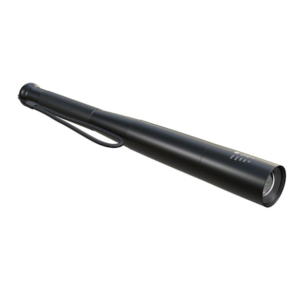 LED-lommelygte i aluminium, 10W, 300 lm, 29 cm, batteridrevet Sort