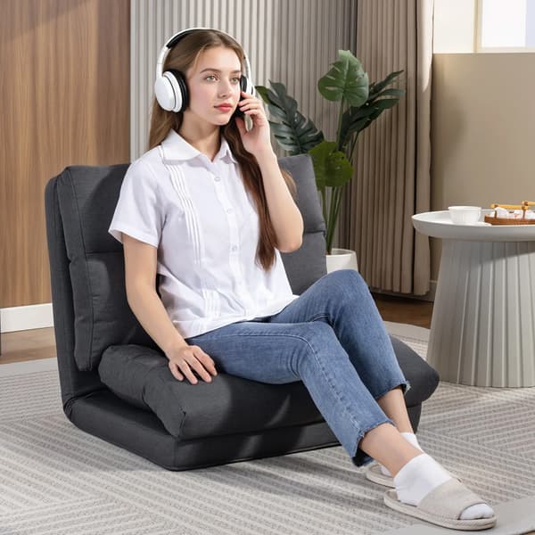 Foldbar loungestol med sengefunktion / gulvstol med justerbart