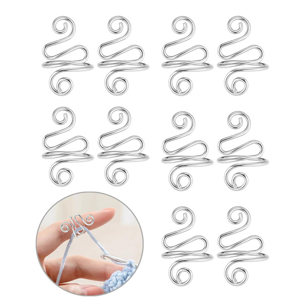 Fingerögla för virkning i metall - 10-pack