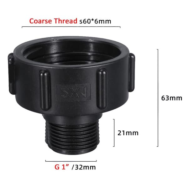 Koblingsadapter til IBC-tank S60x6mm til 1'' gevind 2-pak
