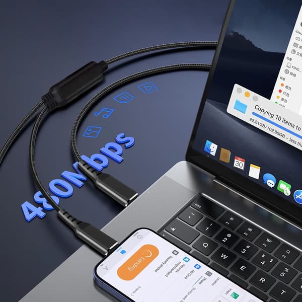 PD 100 W USB-C-datakabel / USB-C til USB-C-kabel 100 W