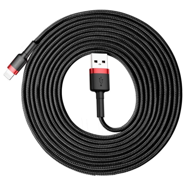 Baseus Cafule USB till Lightning-kabel 3m - Flätad Svart