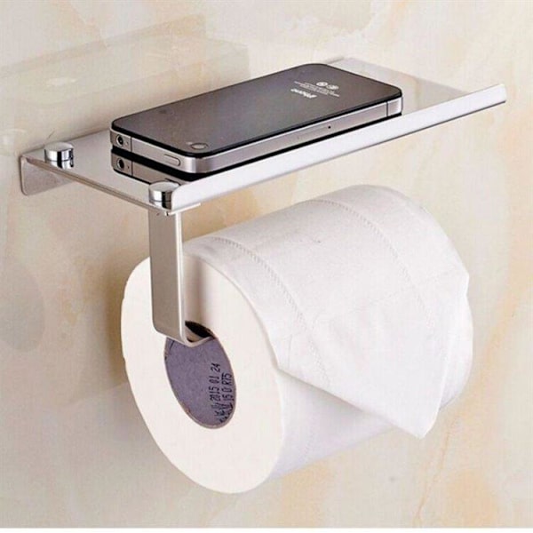 Toiletrulleholder med Mobilhylde i Rustfrit Stål