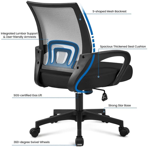 Kontorstol med netryg / ergonomisk skrivebordsstol med gyngefun