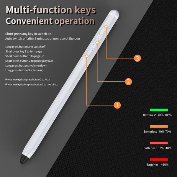 Trådløs Bluetooth-pen til kapacitive berøringsskærme - Hvid