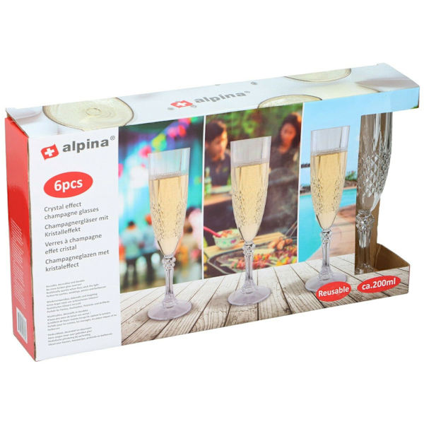 Alpina Champagneglas i plast 6-pack