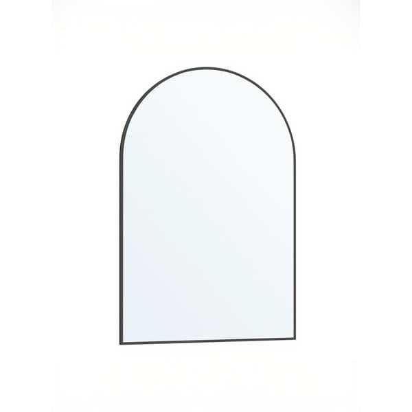 Välvd väggspegel med svart ram / Badrumsspegel 91 × 61 cm / Spe