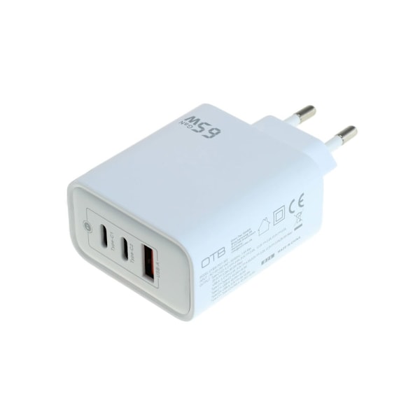 USB-laddare med GaN-teknik, 2x USB-C PD och 1x USB-A – upp till