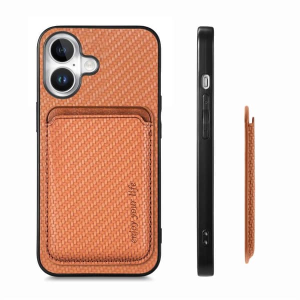 Bagcover med magnetisk kortholder til iPhone 17 - Brun