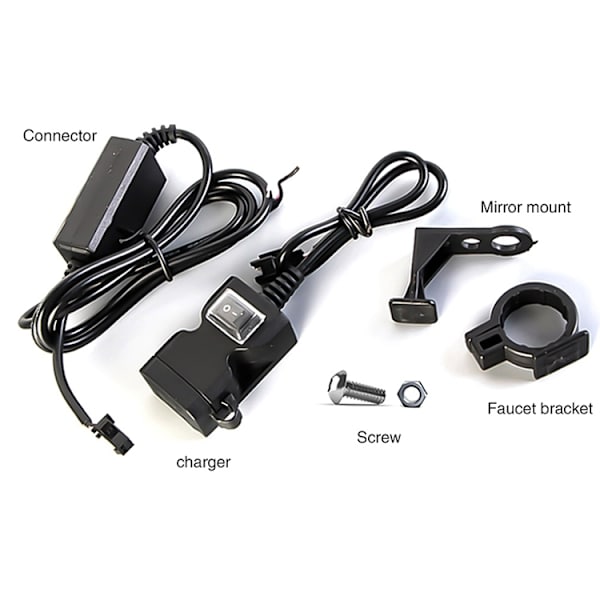 Vandtæt dobbelt USB-port til motorcykel 5V 1A/2.1A