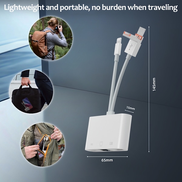 Ethernet-sovitin USB-C:llä, Lightningilla ja USB:llä - Plug and