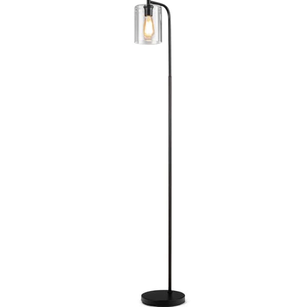 Moderne gulvlampe med fodafbryder 168 cm – Sort