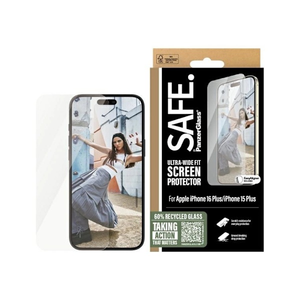 SAFE by PanzerGlass skærmbeskytter til iPhone 16 Plus